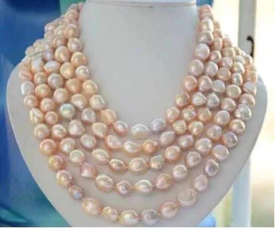 natural Australian south sea gold pink pearl necklace 49inch AAA