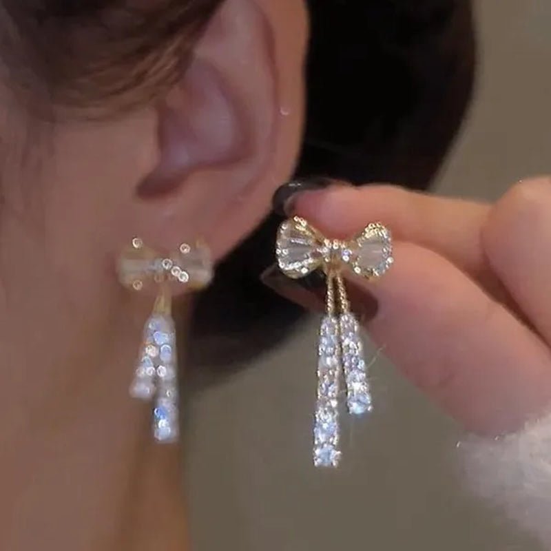 New Crystal Drop Earrings with Bling Bling Cubic Zirconia Temperament Women Earrings High Quality Silver Color Trendy Jewelry