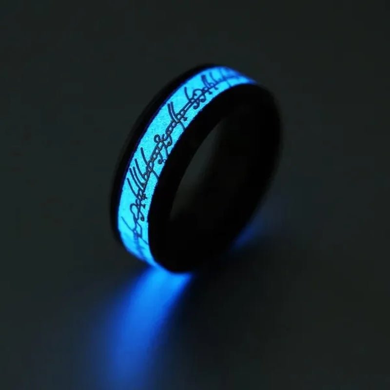 New Stainless Steel Glow In the Dark Lord of Ring for Men Blue Yellow Luminous Wedding Ring Male Jewelry Gift 8mm