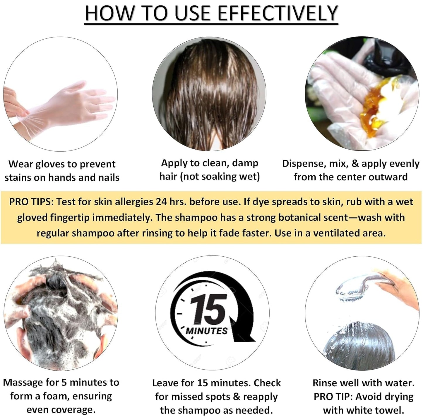 No-Stain Hair Dye Shampoo for Men & Women, Natural Ingredients, Ammonia-Free, up to 100% Gray Coverage, Easy No-Mix Application, 200 Ml, Pack of 1 (Dark Brown)