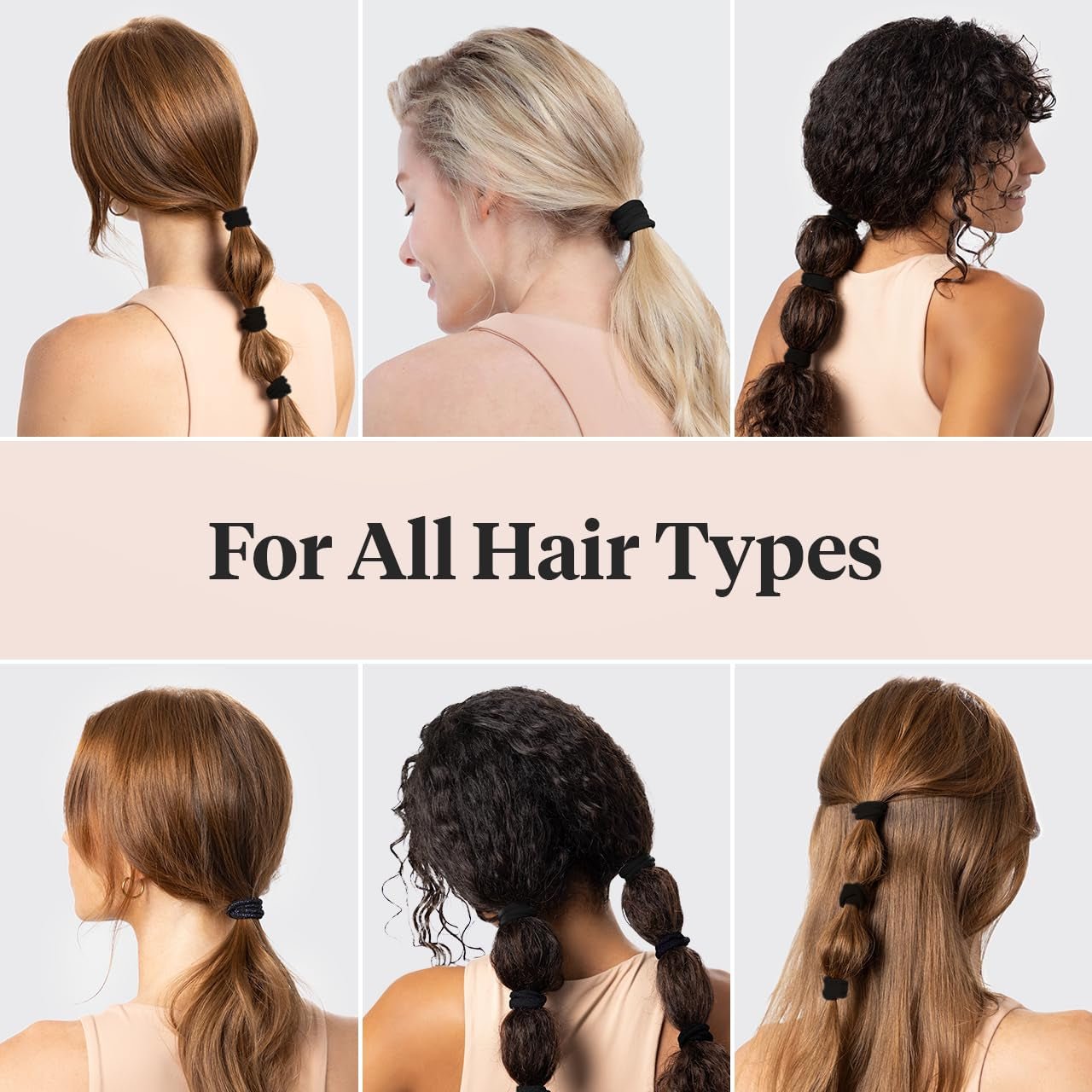 Nylon Hair Ties for Girls & Women - No Snag, Pain-Free Hair Ties No Damage Ideal for Ponytails, Updos & Braids, 20Pcs Black