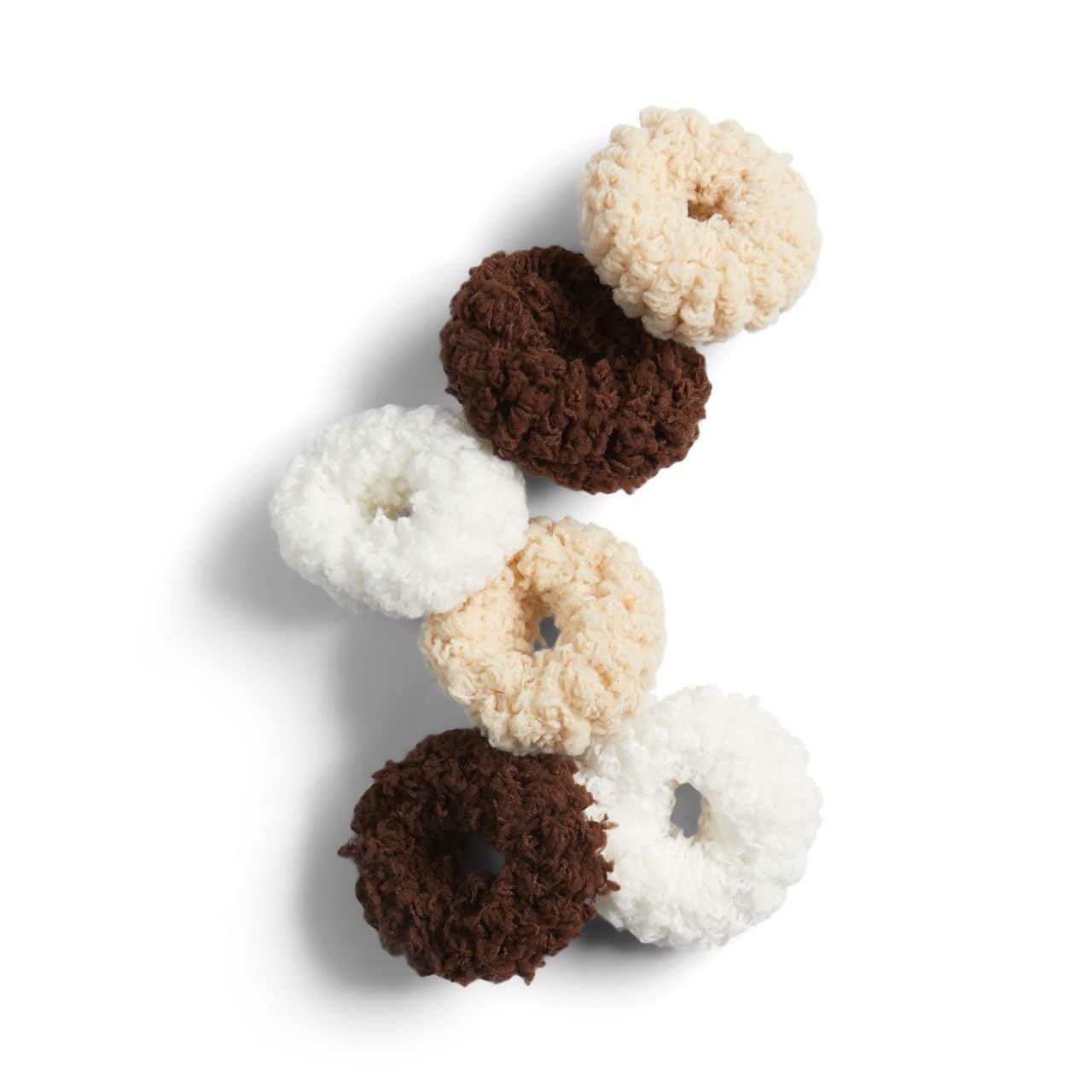 Organic Cotton Scrunchies - Large Fluffy Hair Ties and Ponytail Holders for Women and Girls, 6Pc (Neutral)