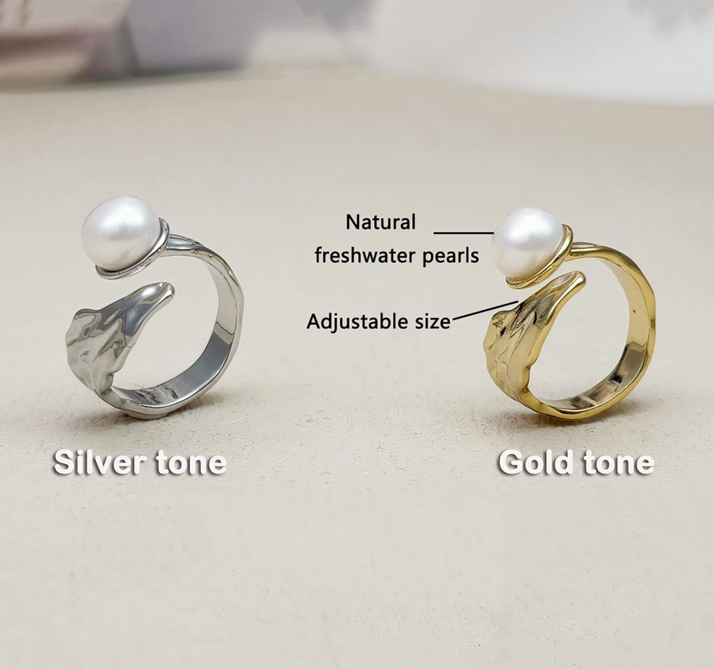 Pearl Ring, Real Freshwater Pearl Ring for Pearl Jewelry, Adjustable Silver Pearl Ring for Prom Jewelry, June Birthstone Rings for Women