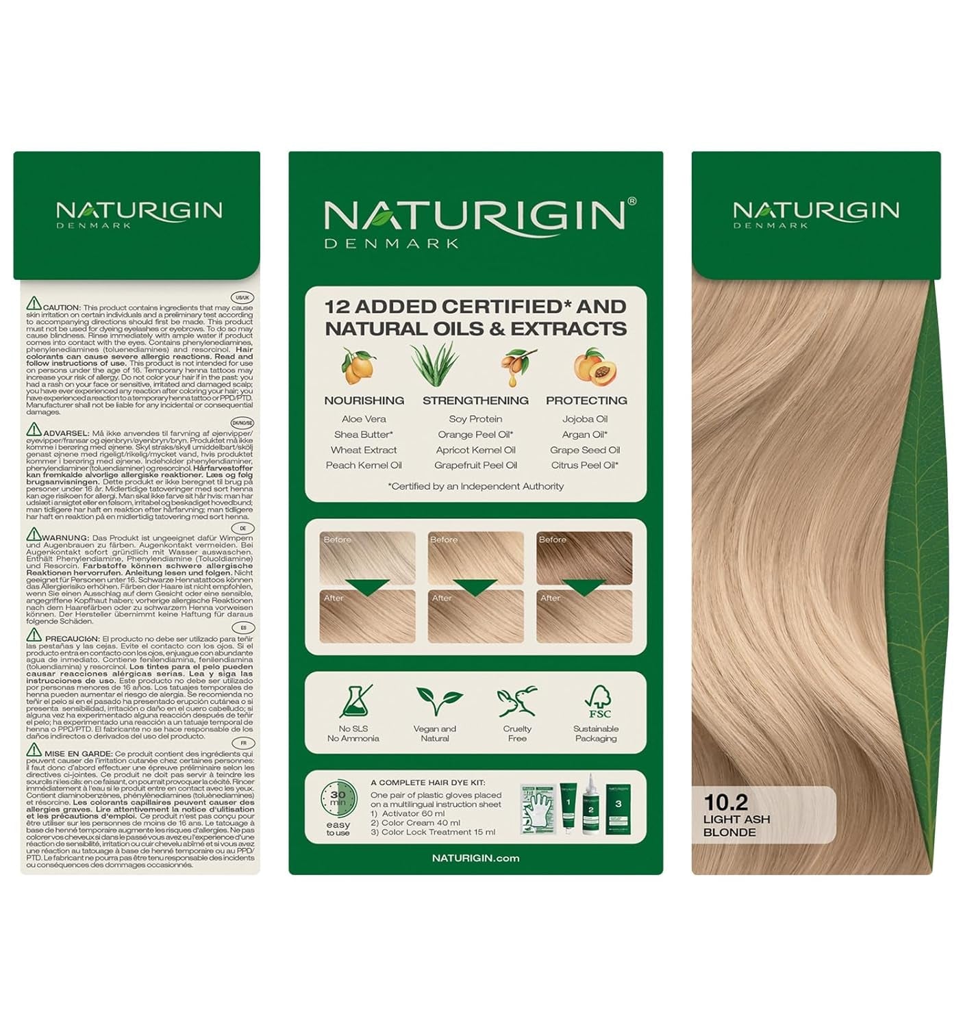 Permanent Hair Dye, 10.2 Light Ash Blonde, Ammonia and Paraben Free, up to 100% Gray Hair Coverage, Long Lasting, Vegan, Cruelty Free
