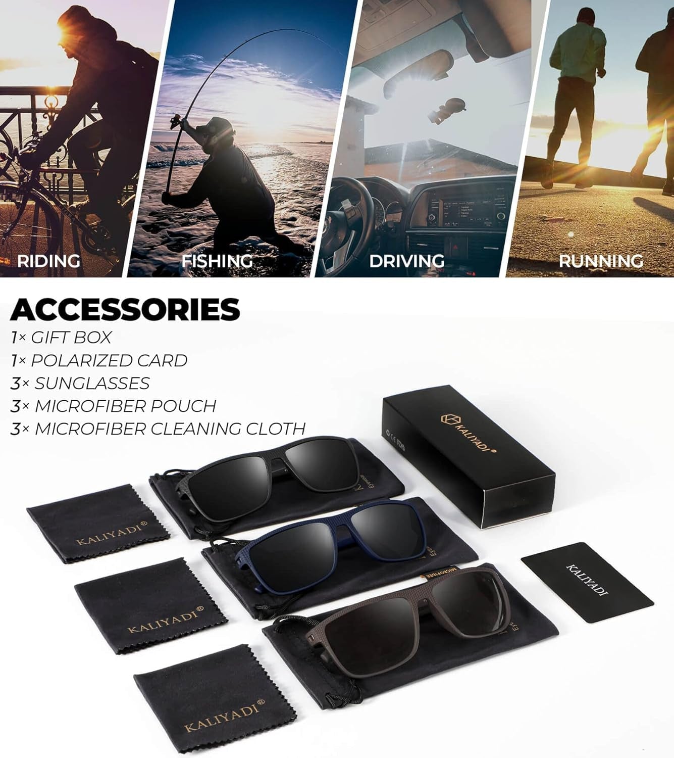 Polarized Sunglasses for Men, Lightweight Sun Glasses with UV Protection for Driving Fishing Golf