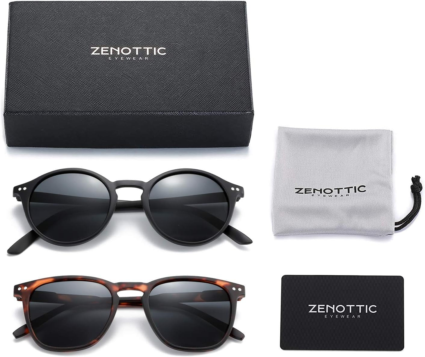 Polarized Sunglasses for Women Men: Retro Shades round | Square Frame UV Protection 2 Pack