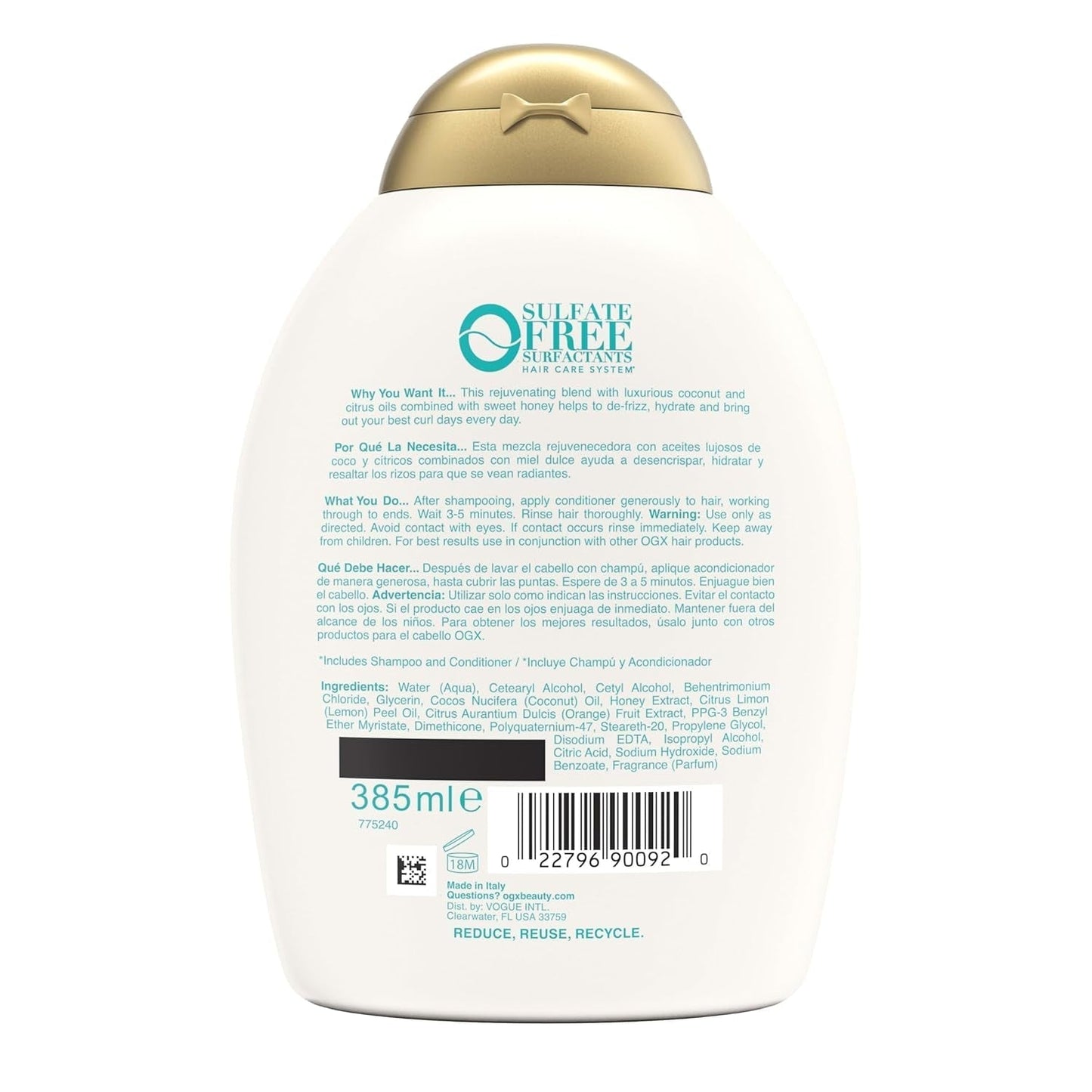 Quenching + Coconut Curls Curl-Defining Conditioner, Nourishing Curly Hair Conditioner with Coconut /Citrus Oil & Honey, Paraben-Free with Sulfate-Free Surfactants, 13Oz