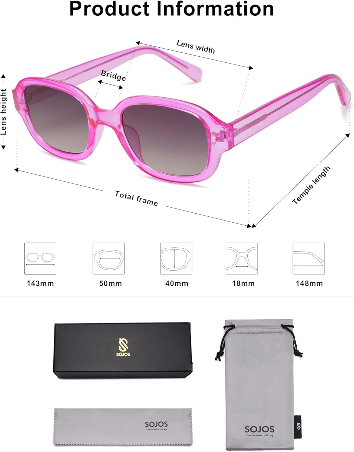 Rectangle Sunglasses for Women Vintage Trendy Outdoor Travel Sun Glasses Square Frame SJ2218