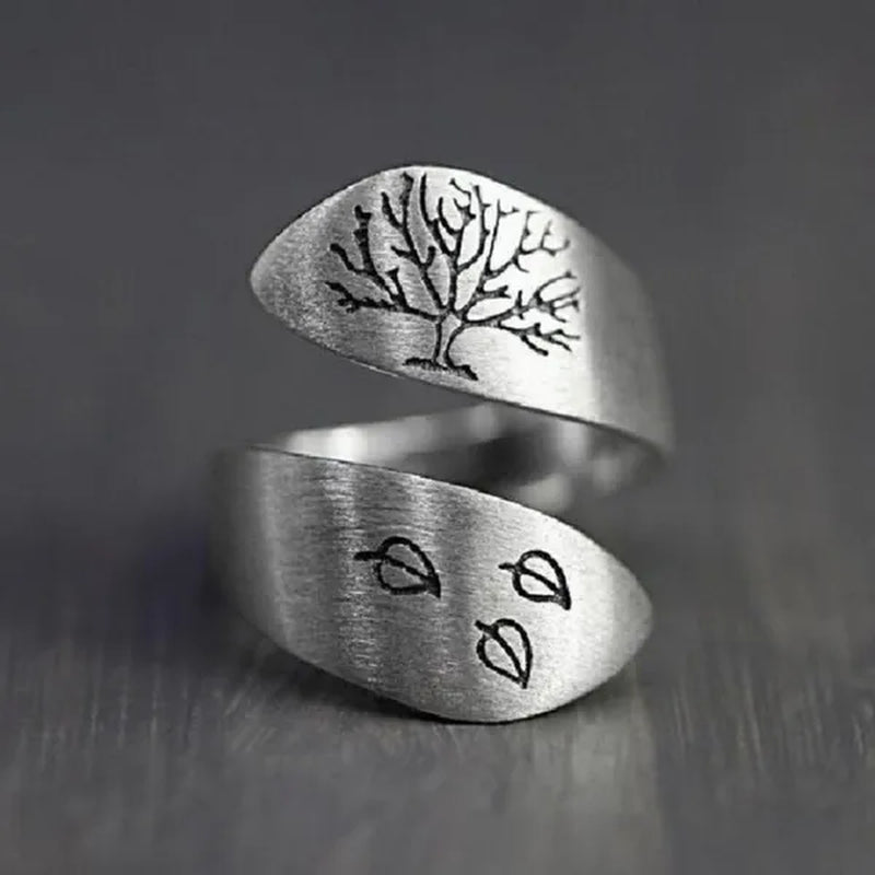 S925 Sterling Silver Vintage Women'S Men'S Ring Fashion Tree of Life Ring Jewelry Accessories