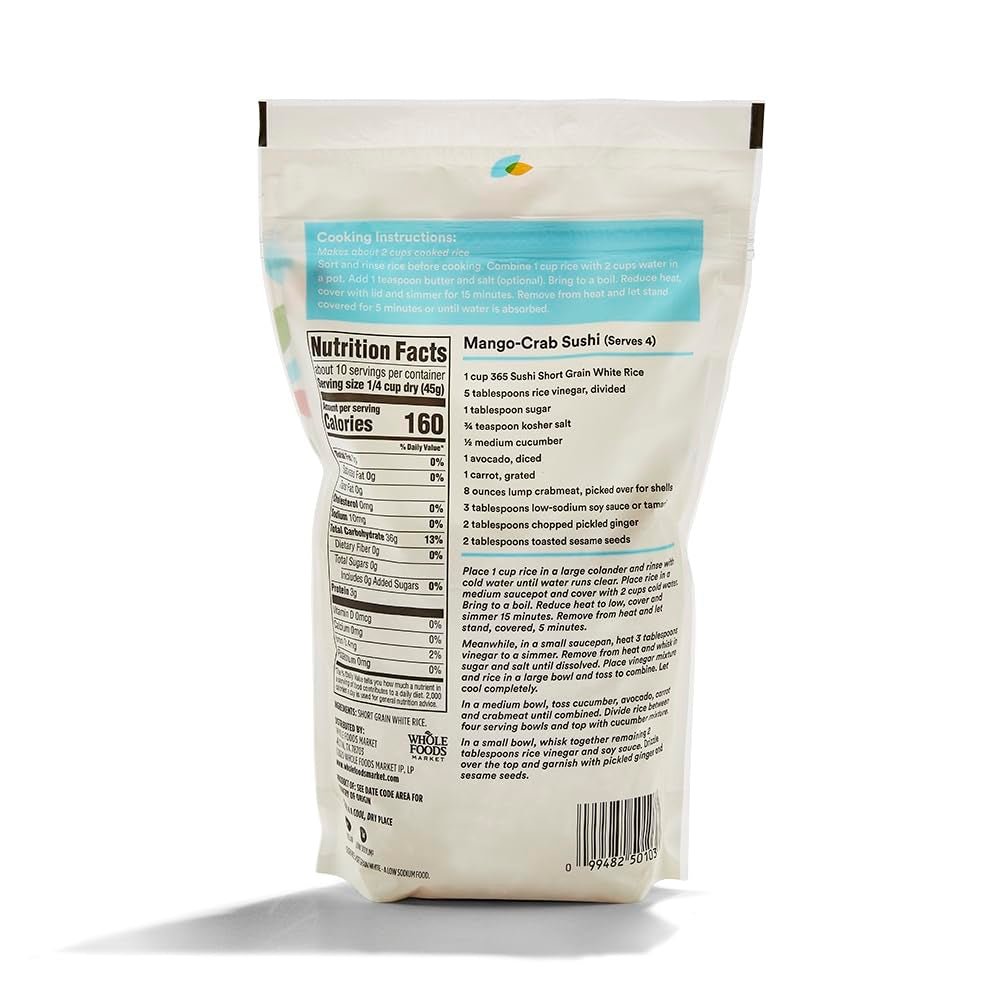 Short White Grain Sushi Rice, 16 Oz