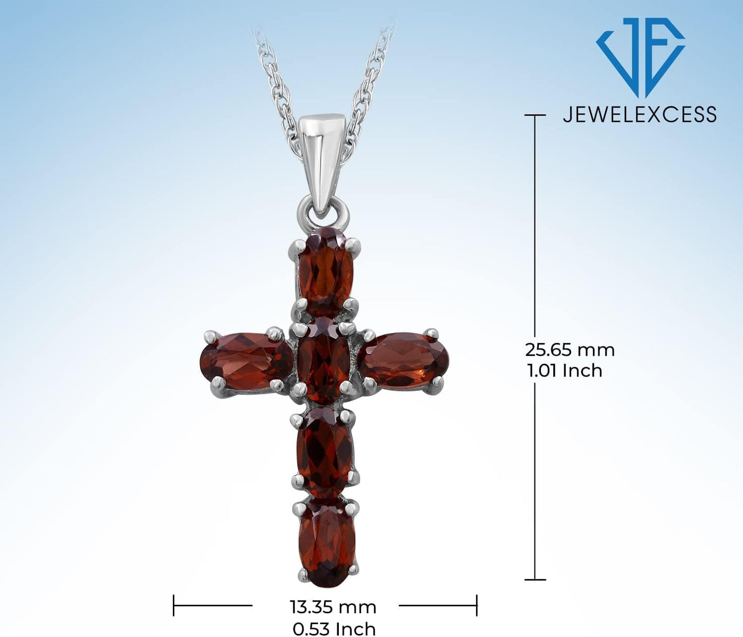 Silver Cross Necklaces for Women –Silver Cross Necklace for Women over .925 Sterling Silver Cross – Garnet Necklace – Hypoallergenic Cross Pendant