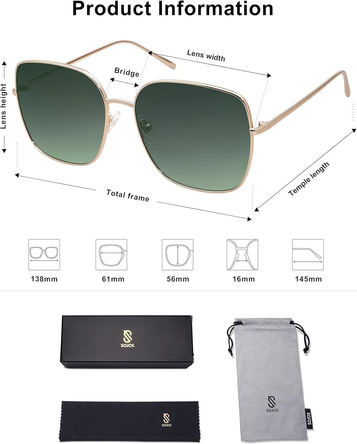 Trendy Oversized Square Metal Frame Sunglasses for Women Men Retro Big Flat Lens UV Protection Sunglasses SJ1146