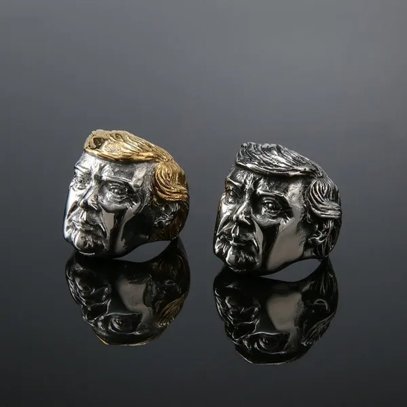 USA President Trump Statue Commemorative Coin Rings Trump Supporters Titanium Steel Jewelry Successfully Elected Souvenir Gift
