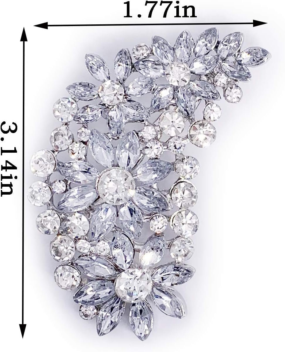 Vintage Austrian Crystal Flower Leaf Bouquet Clusters Large Big Brooch Pin for Women Gold Tone