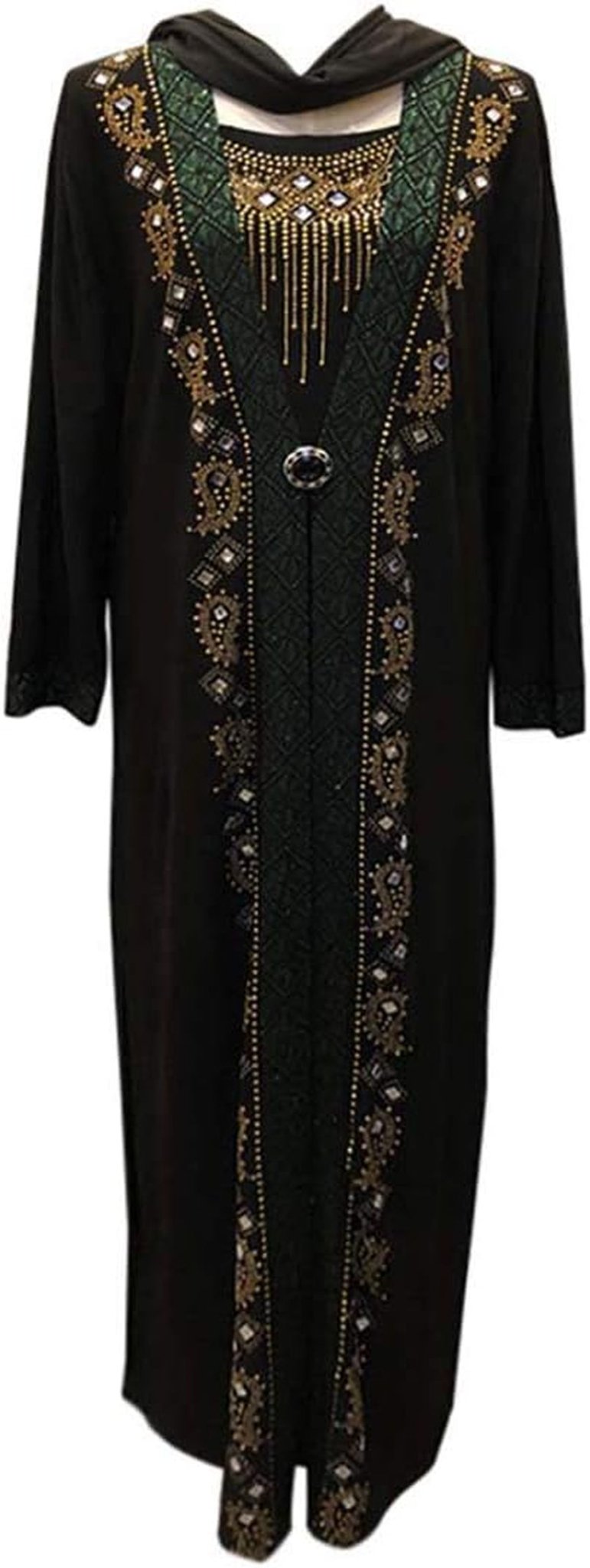 Women Muslim Dress Middle East Arabian Robe Islamic Abaya Long Sleeve Rhinestones Embroidered Cardigan Dress