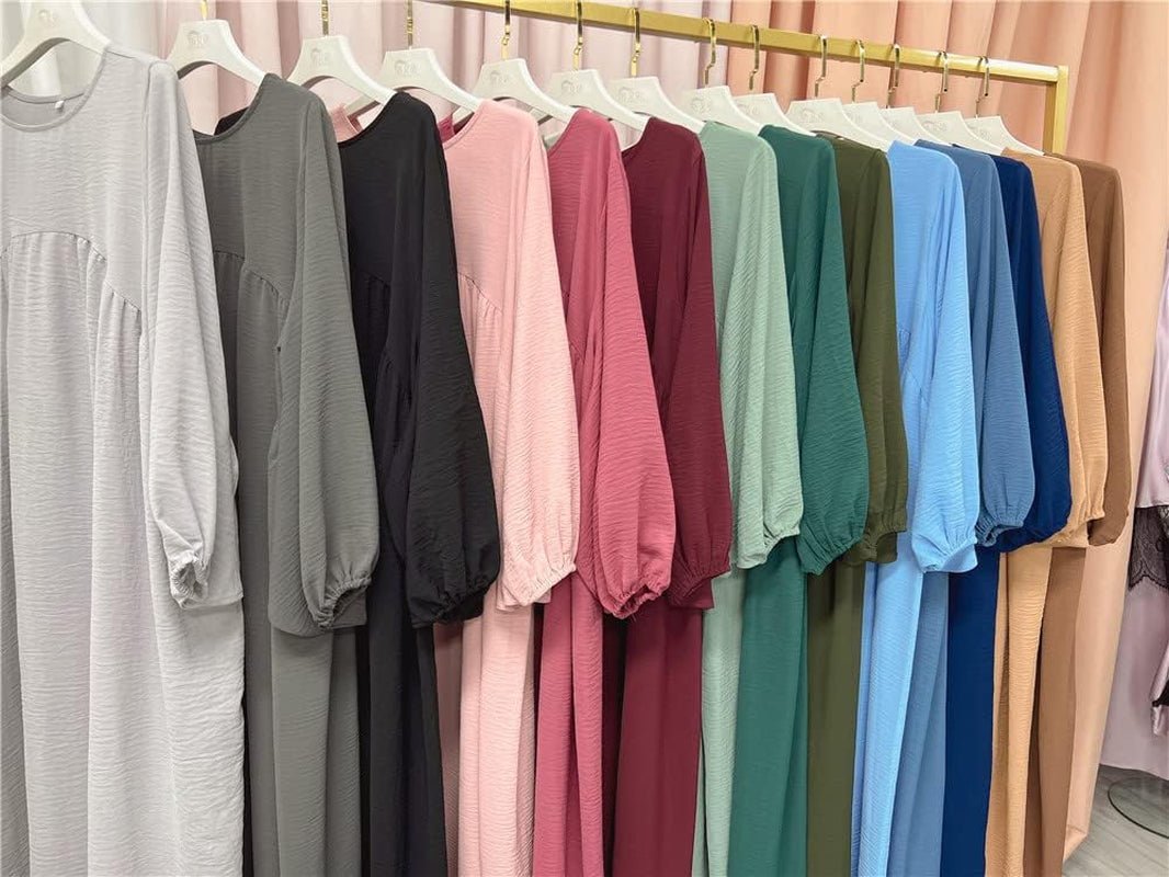 Women Muslim Dress Ramadan Prayer Garment Abaya Dubai Islam Eid Crepe Balloon Sleeve African Turkey Robe without Hijab