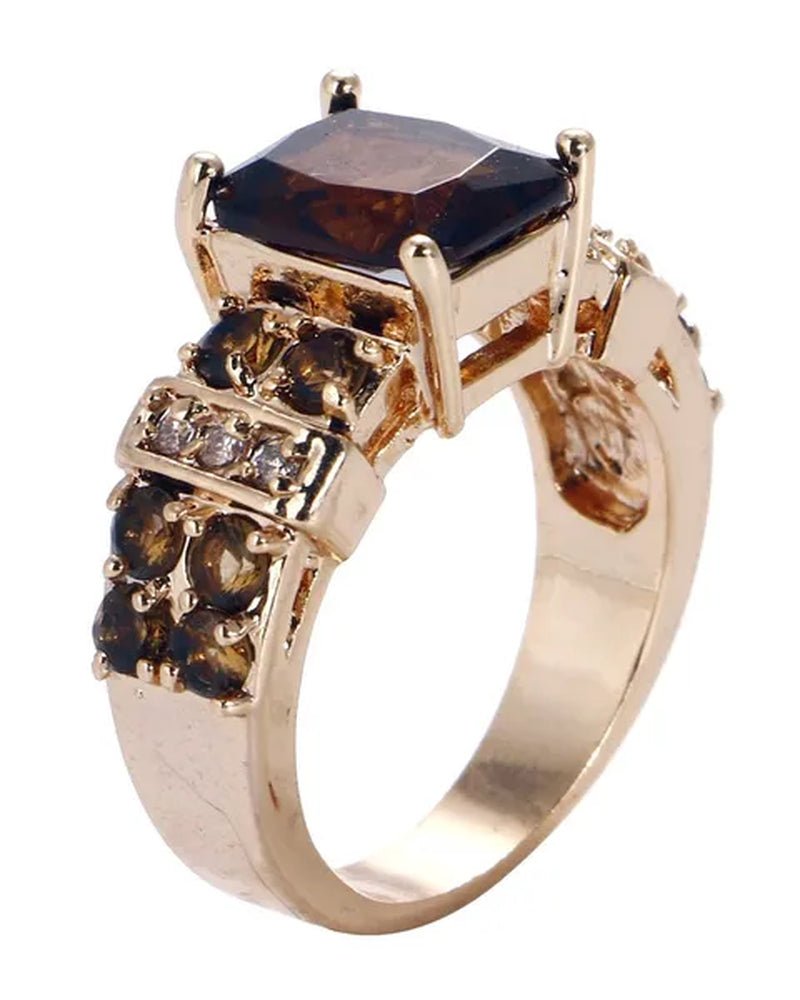 Women's Men Brown Sapphire 18K Golden Plated Ring Jewelry Size 6-10 (Choice Color and Size )