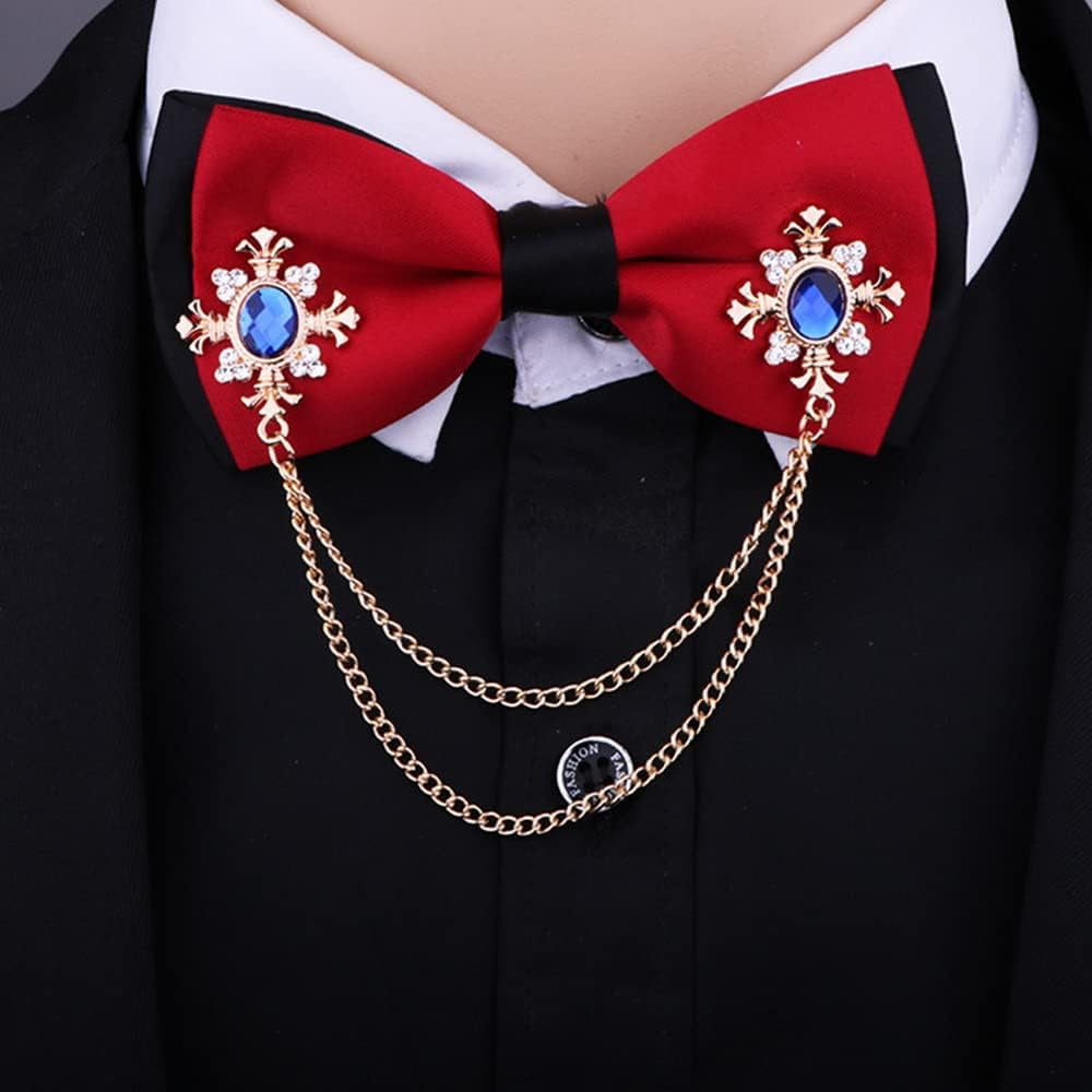 2 Pcs Men'S and Women'S Shirt Collar Tassel Rhinestone Accessories Diamond Crossing Collar Chain Fashion Versatile Suit Brooch(Multi -Color Optional)