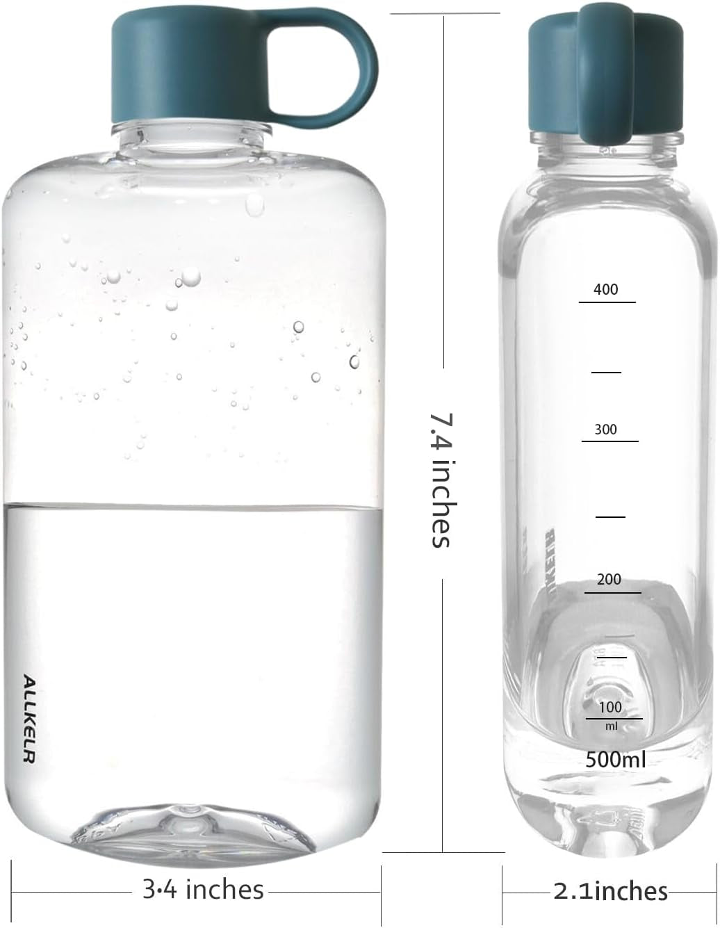 Portable Flat Water Bottle, BPA Free Tritan Plastic Travel Water Bottle for Camping, Fitness, Outdoor Sports, Fits Purse and Pocket (Gray, 16.9 Oz)