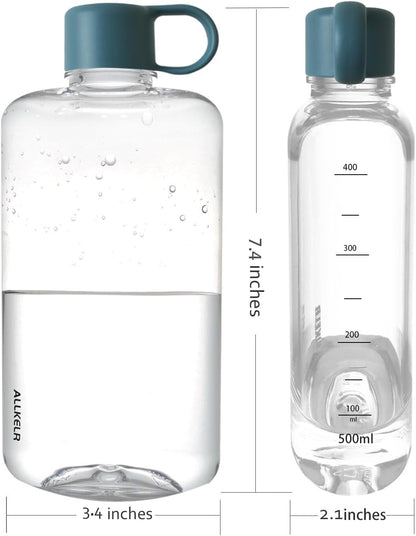 Portable Flat Water Bottle, BPA Free Tritan Plastic Travel Water Bottle for Camping, Fitness, Outdoor Sports, Fits Purse and Pocket (Gray, 16.9 Oz)