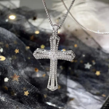 Jewelry Fashion 925 Sterling Silver Diamond Pendants Jesus Cross Necklace Ornament