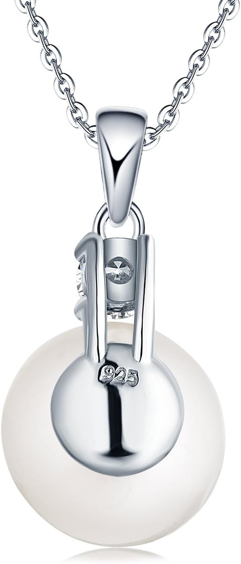 925 Sterling Silver Freshwater Cultured Pearl Pendant Necklace  Jewelry for Women,Girls
