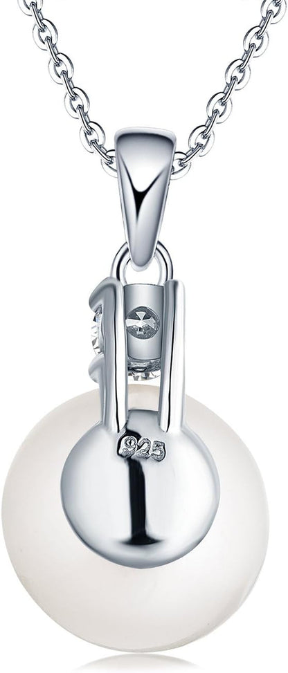 925 Sterling Silver Freshwater Cultured Pearl Pendant Necklace  Jewelry for Women,Girls
