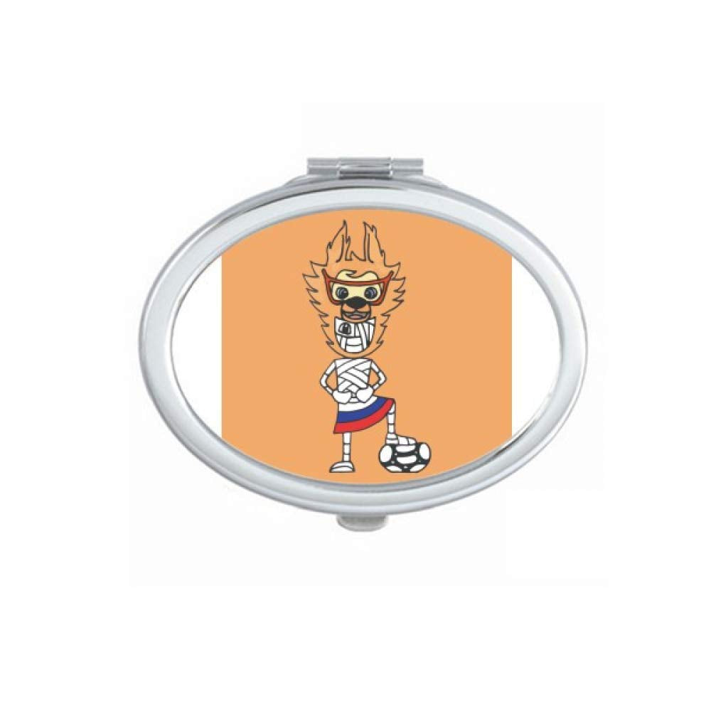 Russian Soccer Player Cartoon Mummy Mirror Portable Fold Hand Makeup Double Side Glasses - WORLD TIME VISITS