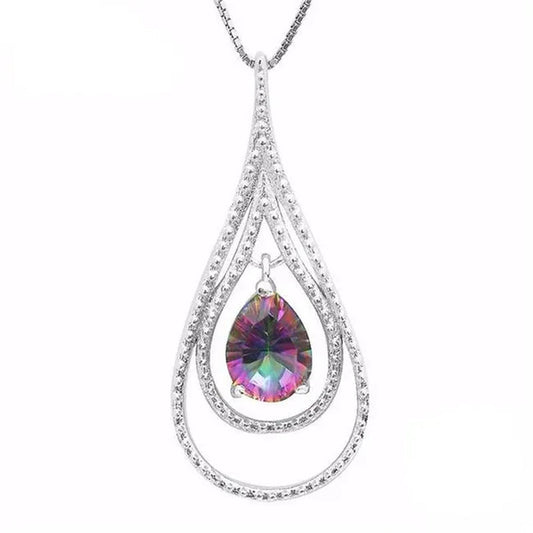 Majesty Diamonds MDS170252 Mystic Topaz Fancy Pendant Necklace in .925 Sterling Silver