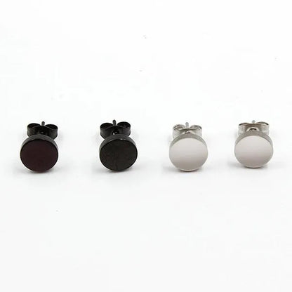 1PCS Stainless Steel Black Color Hypoallergenic Minimalist Flat Circle Earings for Men and Women Daily Wear Steel Titanium Earrings