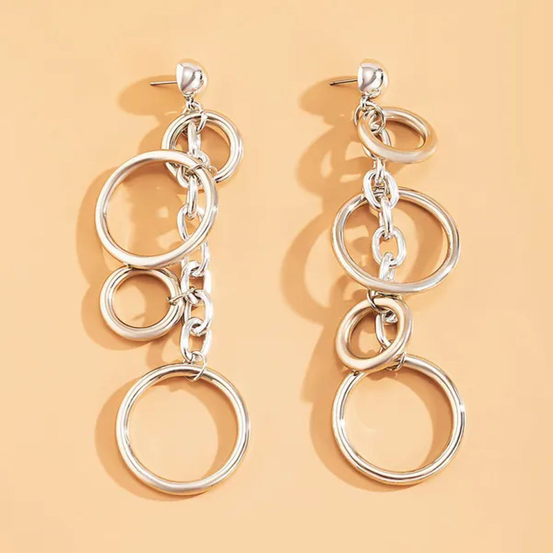 Women Punk Long Big Circle Link Chain Earrings Hiphop Large Drop Earrings Fashion 2021 Earring Jewelry Gift
