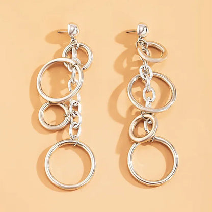 Women Punk Long Big Circle Link Chain Earrings Hiphop Large Drop Earrings Fashion 2021 Earring Jewelry Gift
