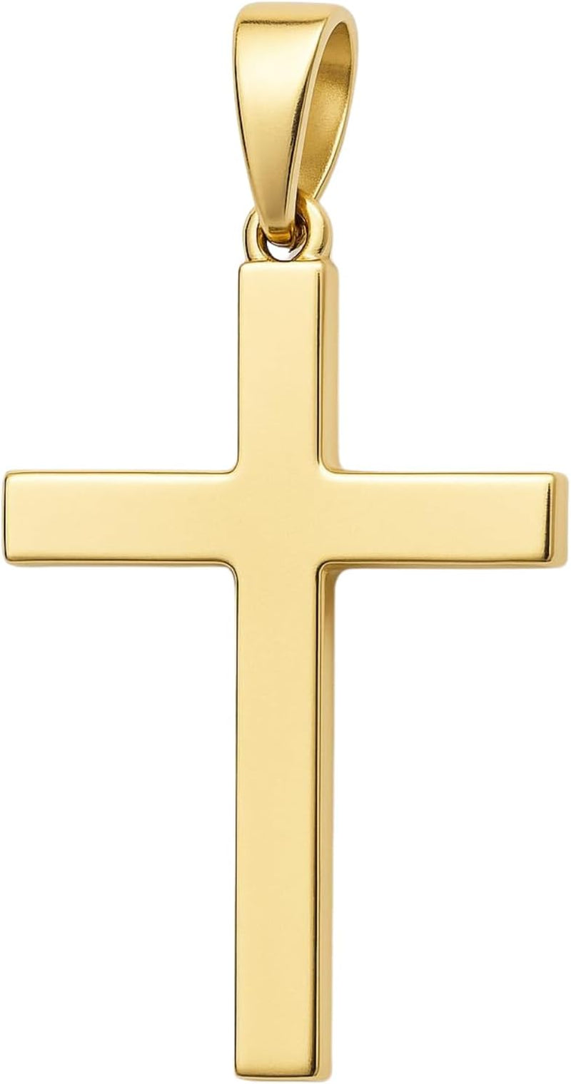 Italian Plain 10K Solid Gold Cross Pendant for Men & Women - Real 10K Yellow Gold Cross Pendants for Women Religious Faith Catholic Jewelry Gift Box Packaging - WORLD TIME VISITS