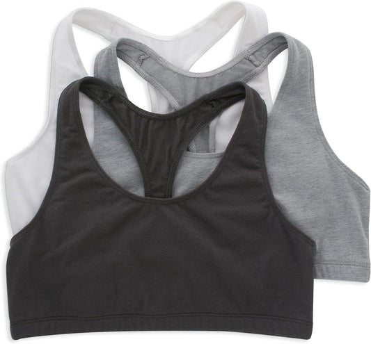 Women'S Racerback Cotton T-Back Bralette (3 Pack) - WORLD TIME VISITS