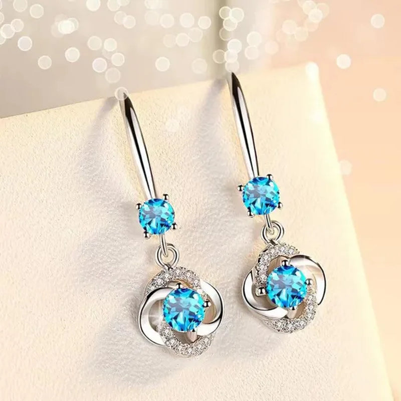 Female Fashion S925 Silver Earrings Ladies Temperament Earrings Water Drop Long Earrings Engagement Earrings Diamond Earrings