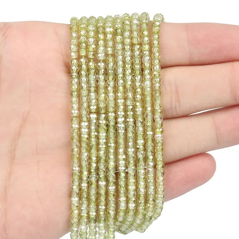 Multicolored 3X2Mm Shiny Faceted Natural Cubic Zirconia Stone Beads Abacus Tiny Beads Loose Spacer Beads for Jewelry Making DIY Slim Bracelet Women