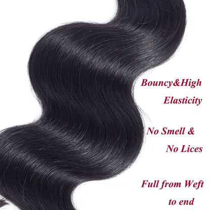 Hair 100% Unprocessed Virgin Brazilian Human Hair Brazilian Body Wave 3 Bundles (16 18 20,285G) Hair Extensions Grade 8A Remy Human Hair Bundles Natural Black Color