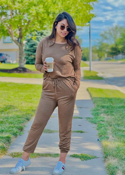 Women'S Fall 2 Piece Lounge Outfit Long Sleeve Crewneck Pullover Tops High Waisted Pants Set Tracksuit