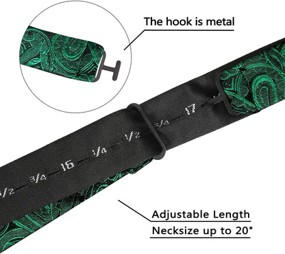 Mens Paisley Jacquard Self-Tie Bow Tie Pocket Square Set