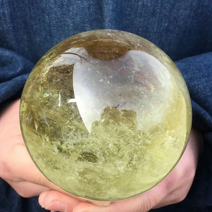 Natural Citrine Quartz Sphere Crystal Ball Healing Stone Home Decor - WORLD TIME VISITS