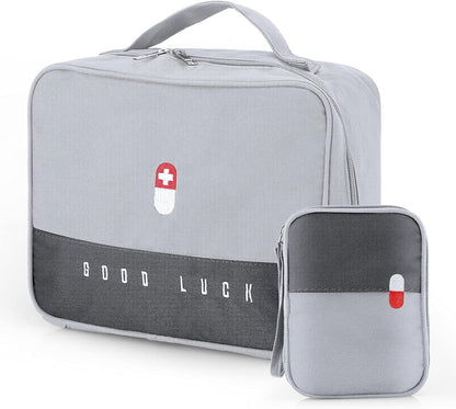 2Pcs First Aid Kit Bag Empty Portable Emergency Kits Trauma Bag - Ideal for Car, Trucks, Camping, Hiking, Travel, Office, Sports, Pets, Hunting, Home (Grey)