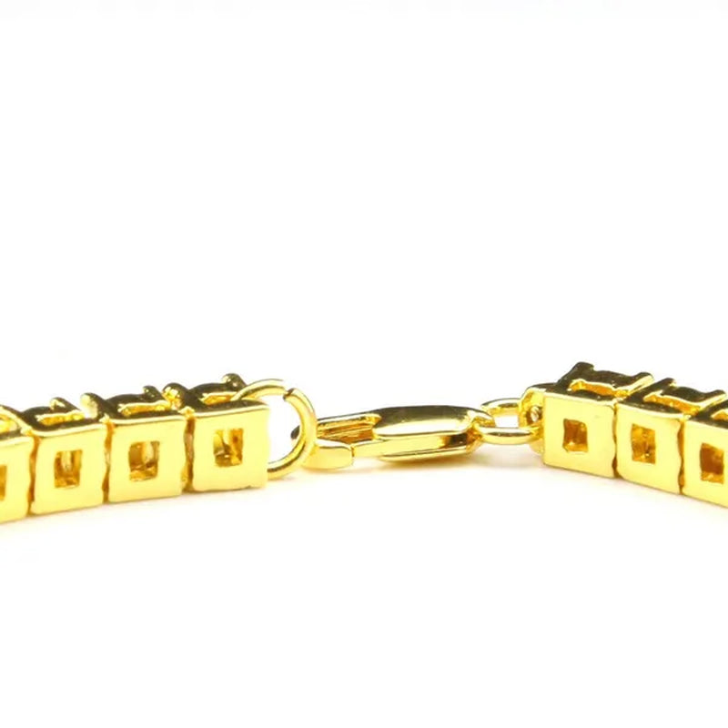 Gold Silver Clear Cz Stones Iced Out Men 1 Row 24Inch 30Inch Chain Hip Hop Necklace