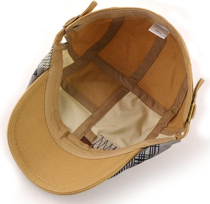 Men'S Beret Hat Cotton Buckle Adjustable Newsboy Hats Cabbie Gatsby Cap