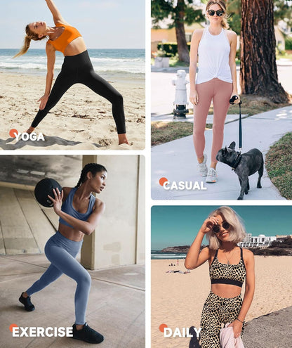 3 Pack Capri Leggings for Women - Stretch Tummy Control Yoga Pants for Cycling Workout