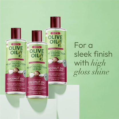Olive Oil Heat Protection Hair Serum Infused with Coconut Oil for Restorative Shine - 6 Ounces (Pack of 1)