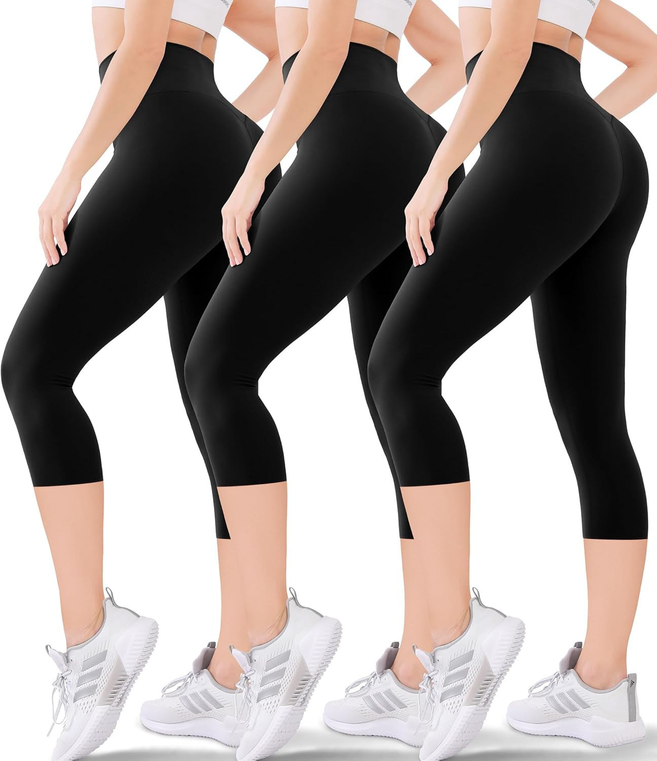 Women'S High Waisted Capri Buttery Soft Tummy Control No See through Workout Athletic Running Yoga Cycling - WORLD TIME VISITS