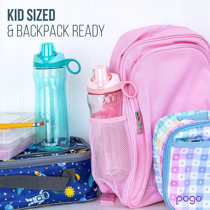 18Oz Kids Plastic Water Bottle with Straw Lid and Carry Handle, Reusable, BPA Free, Dishwasher Safe, Perfect for Travel, School, Outdoors, and Gym