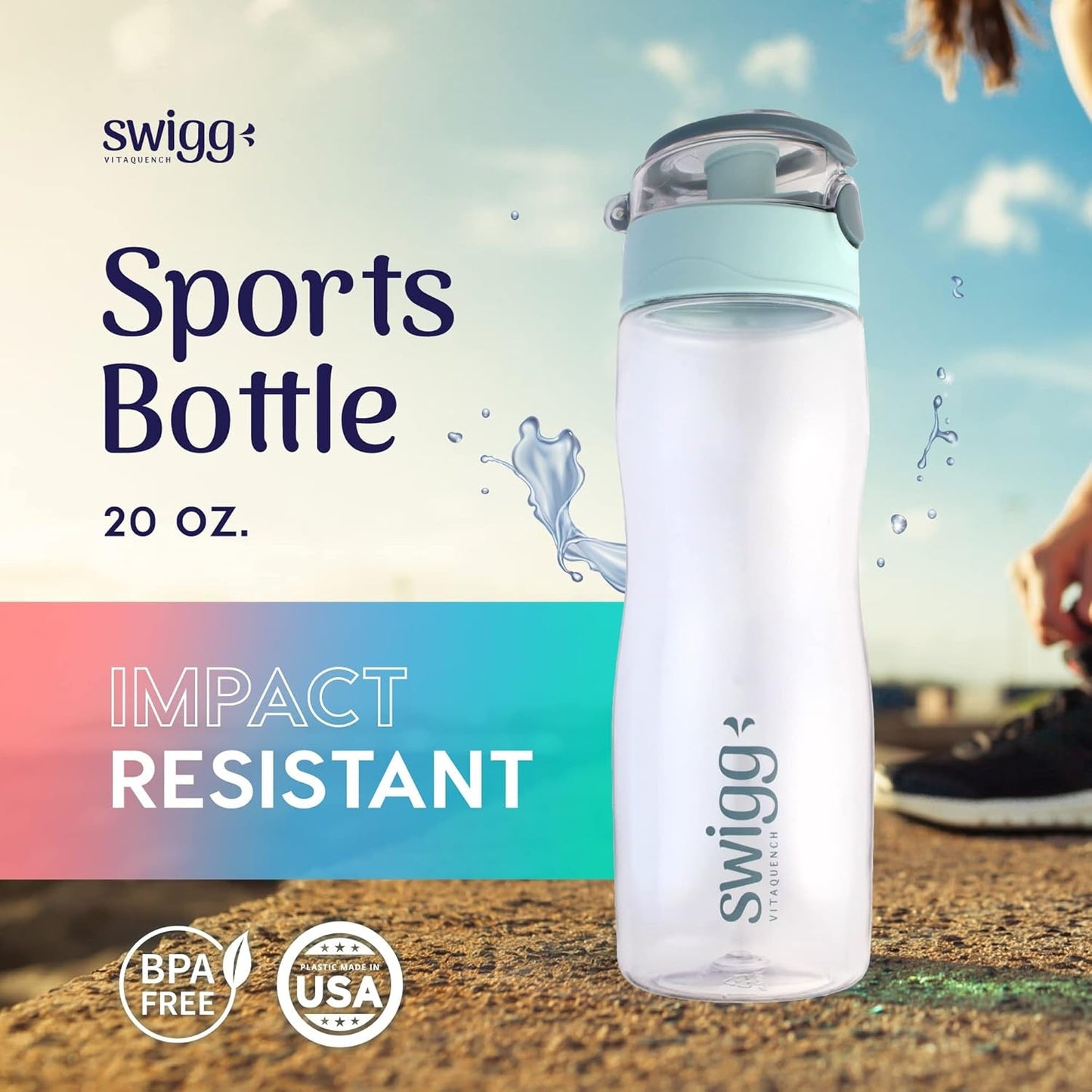 2 Pack BPA Free Sports Water Bottles for School Gym Bicycle Car - Leak Proof Sports Waterbottles - See through Reusable Clear Water Bottle Botella De Agua Made of Tritan Plastic Water Bottle