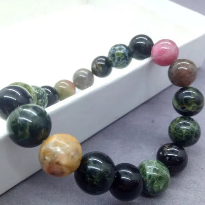 5A African Natural Stone Colorful Tourmaline Apyrite Beads Bracelet Charm