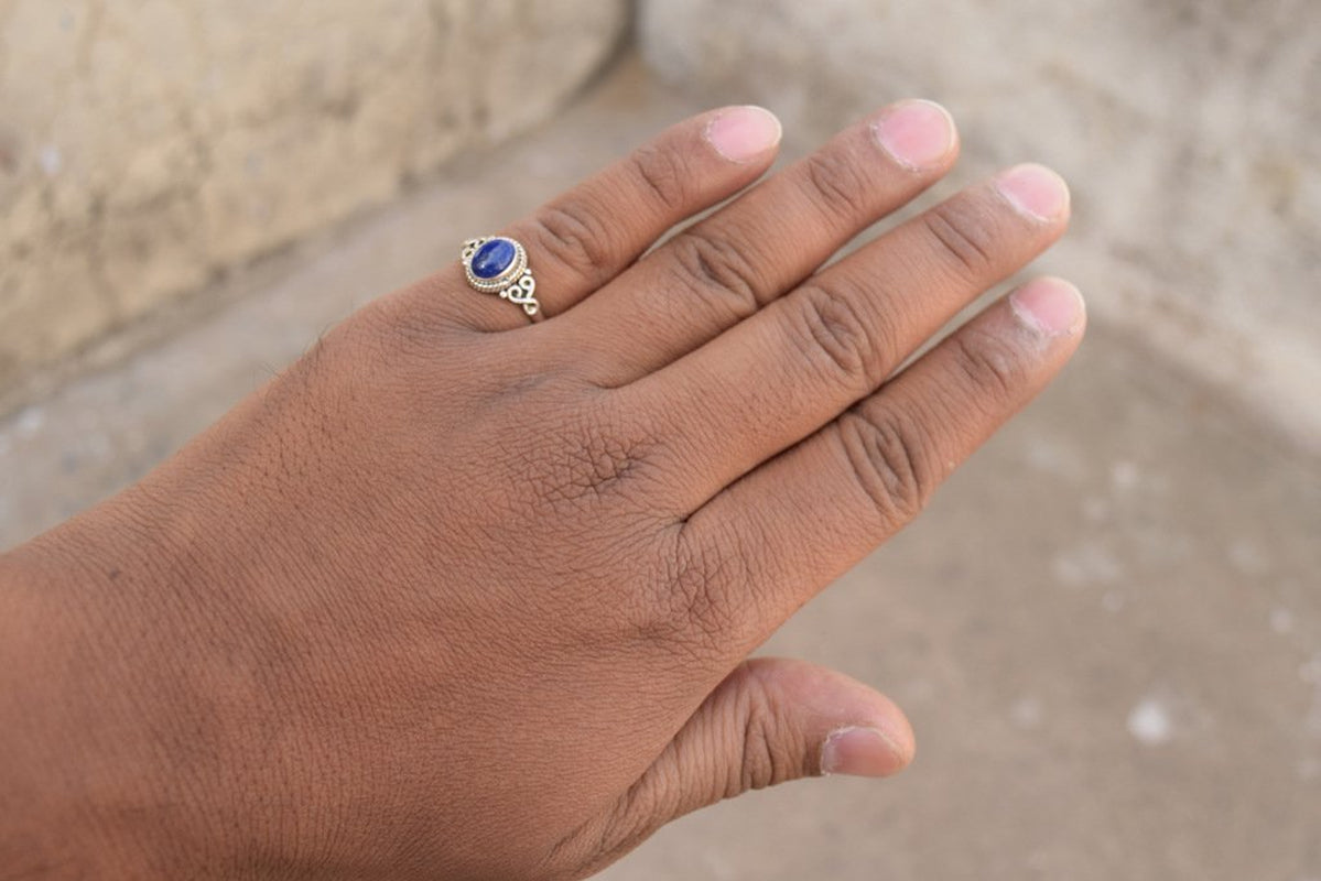 Lapis Lazuli Stone Ring 925 Sterling Silver Statement Ring for Women Handmade Rings Gemstone Christmas Promise Ring Size US 9 Gift for Her